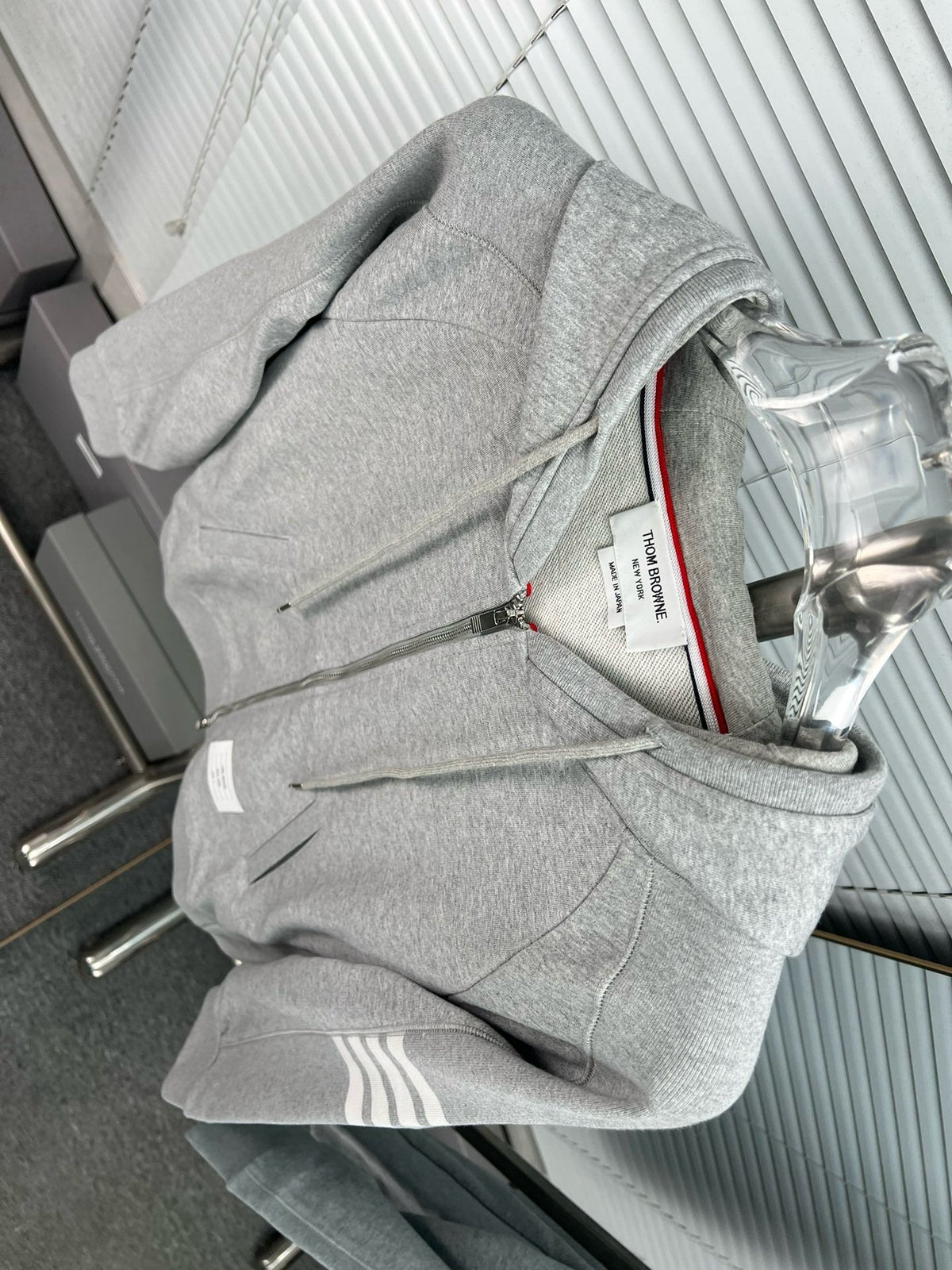 4-Bar Zip Black Hoodie - Men's