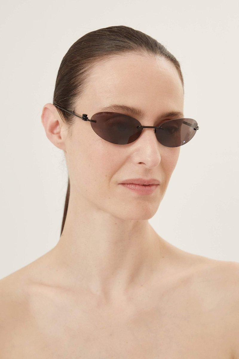 BB0179S oval metal black sunglasses – glasant, narrow wrapping construction – LUX VERSE Luxury Designer Fashion Outlet