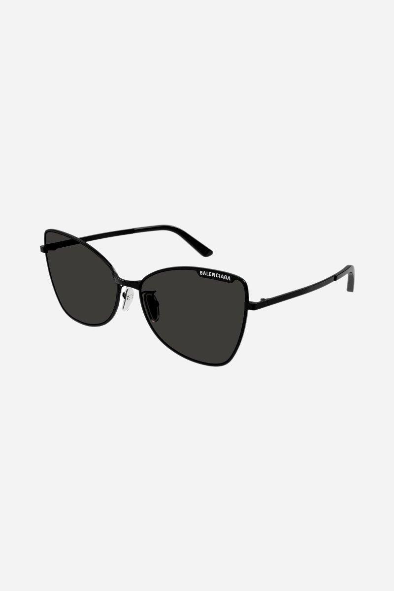 Black butterfly metal sunglasses – metal shade featuring"TAG"concept with lasered lettering – LUX VERSE Luxury Designer Fashion Outlet
