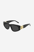 Black cat-eye BB sunglasses – vintage-inspired sinuous oval shape in acetate with statement symmetrically folding – LUX VERSE Luxury Designer Fashion Outlet