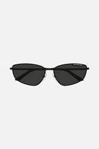 Black metal cat eye sunglasses – lettering logo, enhanced with enamel, is integrated in the structure – LUX VERSE Luxury Designer Fashion Outlet