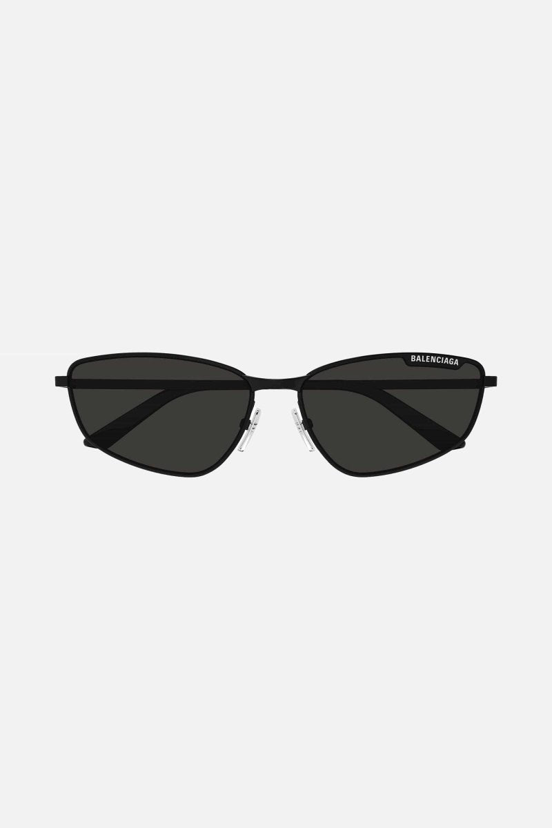 Black metal cat eye sunglasses – lettering logo, enhanced with enamel, is integrated in the structure – LUX VERSE Luxury Designer Fashion Outlet