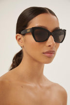 Black oversize cat-eye sunglasses with BB logo – rive Gauche concept featuring BB logo inpired on the vintage logo – LUX VERSE Luxury Designer Fashion Outlet