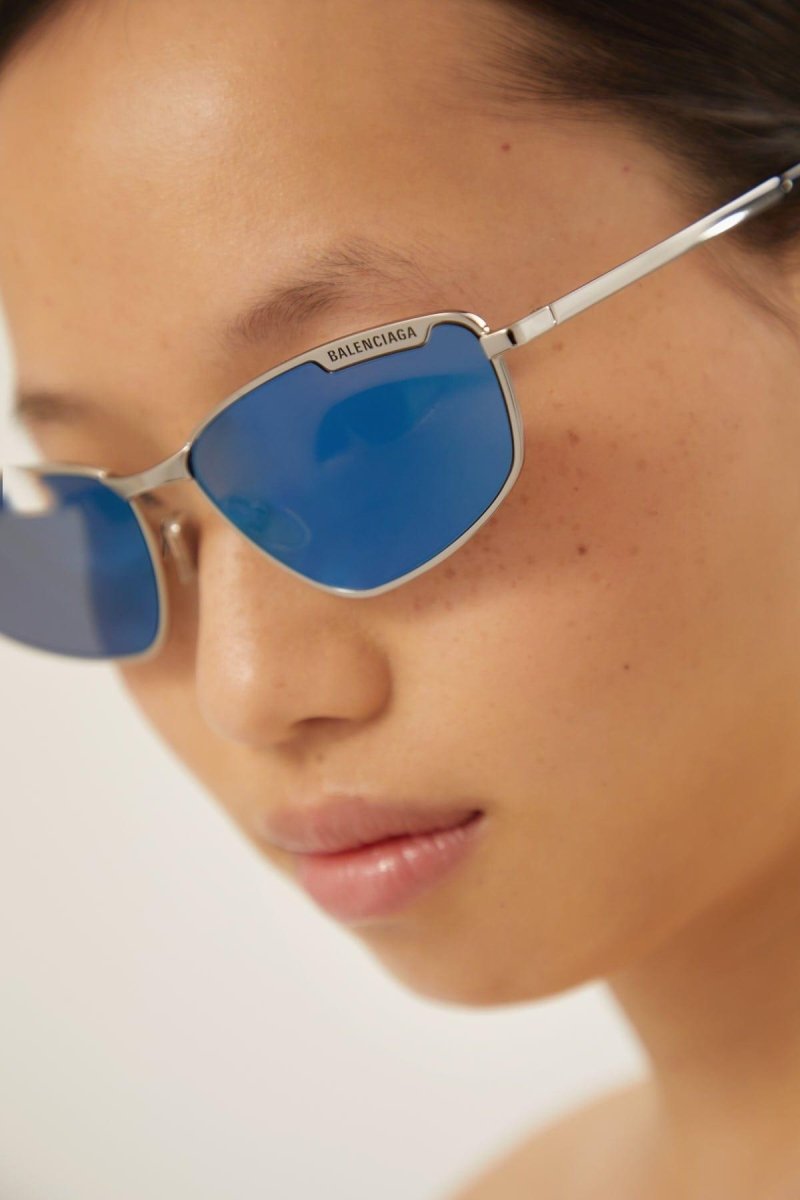 Blue metal cat eye sunglasses – the structure, becoming part of the metal wire – LUX VERSE Luxury Designer Fashion Outlet