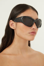 Bold wrap around black sunglasses – Swift black wrap around shades – LUX VERSE Luxury Designer Fashion Outlet