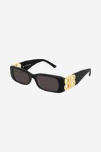 Dynasty black sunglasses featuring BB gold logo – featured on Show: statement Sunglasses in acetate with bold outlook yet slim – LUX VERSE Luxury Designer Fashion Outlet