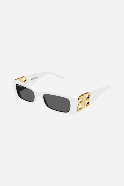 Balenciaga Dynasty micro white sunglasses featuring BB logo - Lux Studios