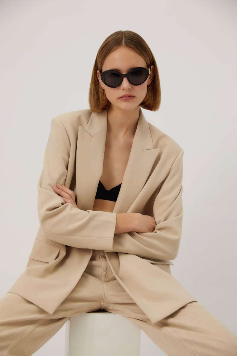 Femenine black sunglasses with BB folding – unique 80’s opulent aesthetics – LUX VERSE Luxury Designer Fashion Outlet