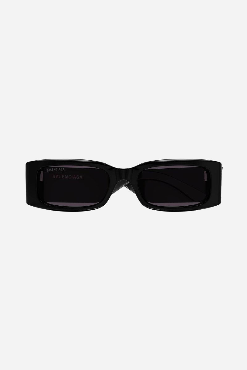 MAX rectangular flat sunglasses in black – renew, an acetate alternative partially made of bio-based and recycled – LUX VERSE Luxury Designer Fashion Outlet