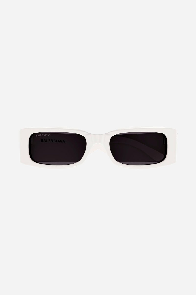 MAX rectangular flat sunglasses in white – renew, an acetate alternative partially made of bio-based and recycled – LUX VERSE Luxury Designer Fashion Outlet