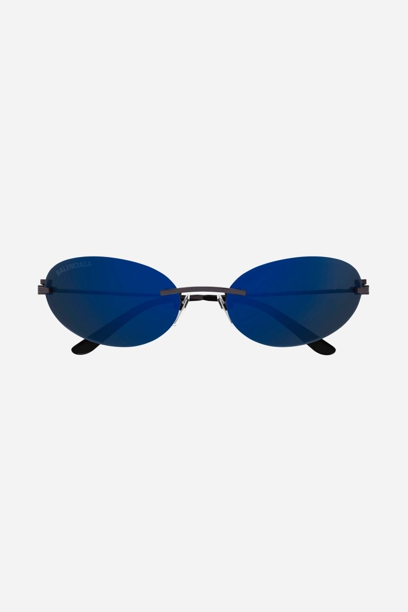 Oval metal black and blue sunglasses – iconic screws incorporated within the hinge – LUX VERSE Luxury Designer Fashion Outlet