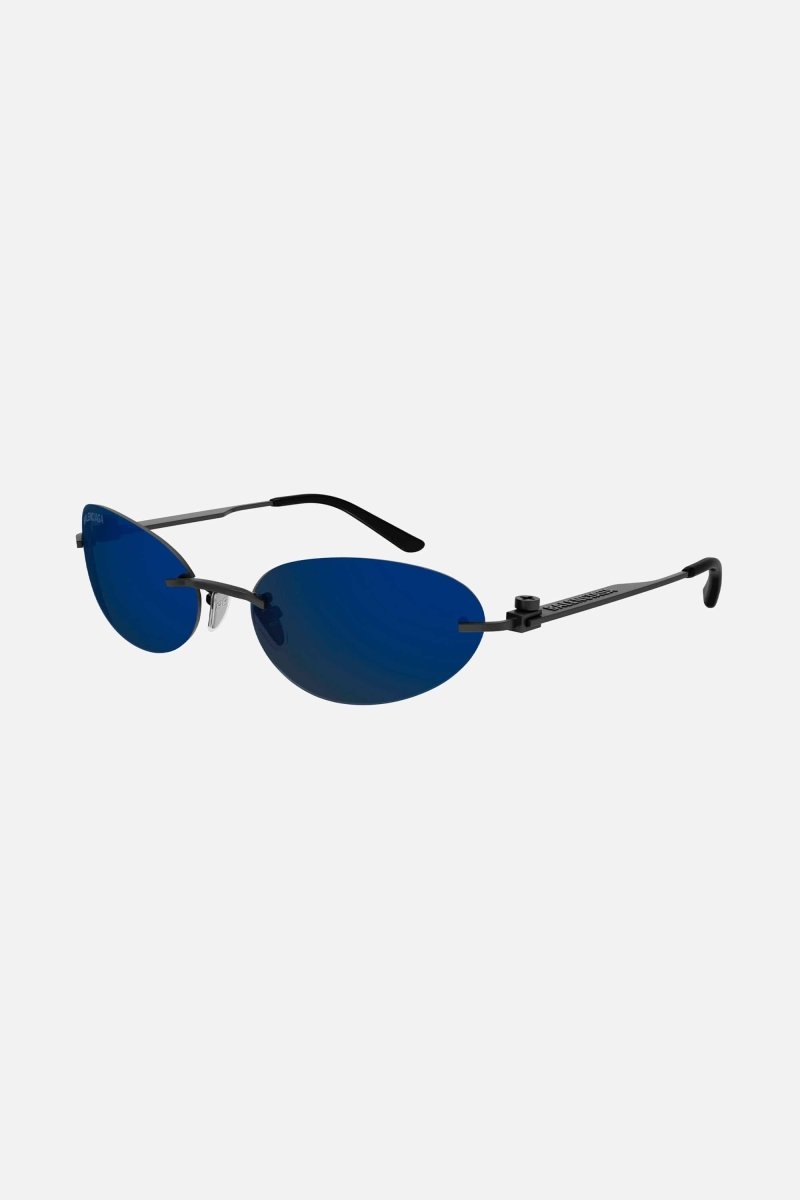 Oval metal black and blue sunglasses – glasant, narrow wrapping construction – LUX VERSE Luxury Designer Fashion Outlet