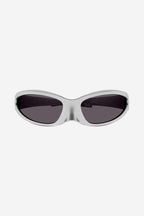 Skin Cat sunglasses in silver – a brand statement in terms of silhouette and fashion realism – LUX VERSE Luxury Designer Fashion Outlet