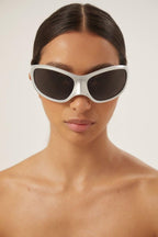 Skin XXL Cat sunglasses in silver – a brand statement in terms of silhouette and fashion realism – LUX VERSE Luxury Designer Fashion Outlet
