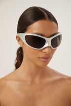Skin XXL Cat sunglasses in silver – skin XXL Cat Sunglasses in black bio-based injected nylon with grey lenses are – LUX VERSE Luxury Designer Fashion Outlet
