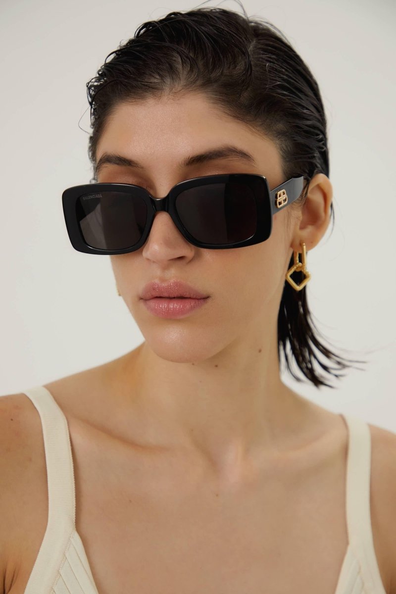Slim rectangular black sunglasses – hD Acetate style – LUX VERSE Luxury Designer Fashion Outlet