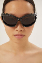 Spike rectangle sunglasses in black – spike Rectangle Sunglasses in neon orange bio-based injected nylon – LUX VERSE Luxury Designer Fashion Outlet