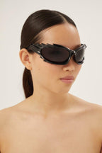 Spike rectangle sunglasses in black – nylon with grey lenses are from the look 53 of the's Spring – LUX VERSE Luxury Designer Fashion Outlet