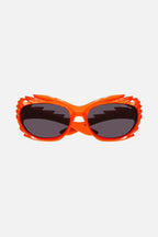 Spike rectangle sunglasses in fluo orange – nylon with grey lenses are from the look 53 of the's Spring – LUX VERSE Luxury Designer Fashion Outlet
