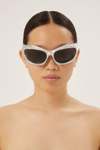 Spike rectangle sunglasses in grey – nylon with grey lenses are from the look 53 of the's Spring – LUX VERSE Luxury Designer Fashion Outlet