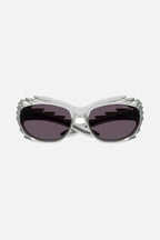 Spike rectangle sunglasses in grey – nylon with grey lenses are from the look 53 of the's Spring – LUX VERSE Luxury Designer Fashion Outlet