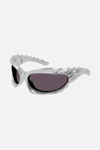 Spike rectangle sunglasses in grey – spike Rectangle Sunglasses in neon orange bio-based injected nylon – LUX VERSE Luxury Designer Fashion Outlet