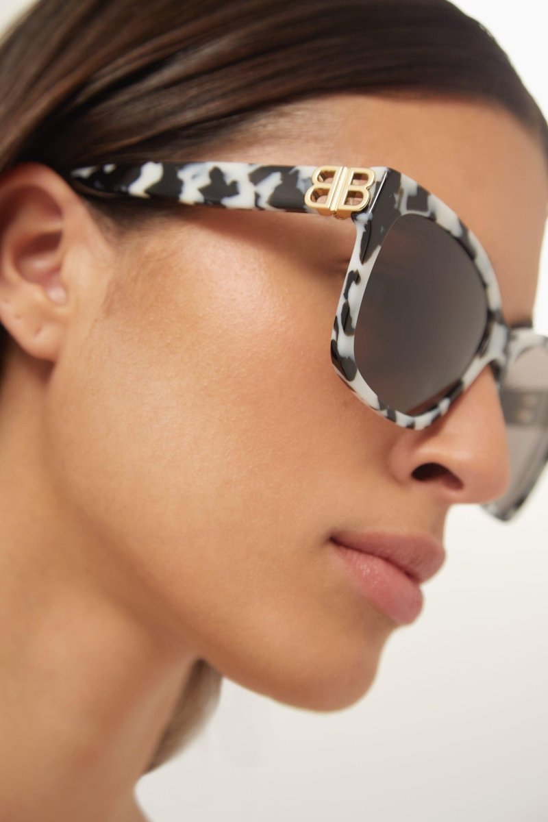 Squared femenine zebra sunglasses with BB folding – unique 80’s opulent aesthetics – LUX VERSE Luxury Designer Fashion Outlet
