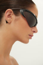 Wire CAT black sunglasses – oval shape with wrap-around profiles in BIO Injection, sleek and ergonomic design – LUX VERSE Luxury Designer Fashion Outlet
