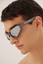 Xpander silver BB0202s-002 wrap around sunglasses – rectangle shape wrapping around the face – LUX VERSE Luxury Designer Fashion Outlet