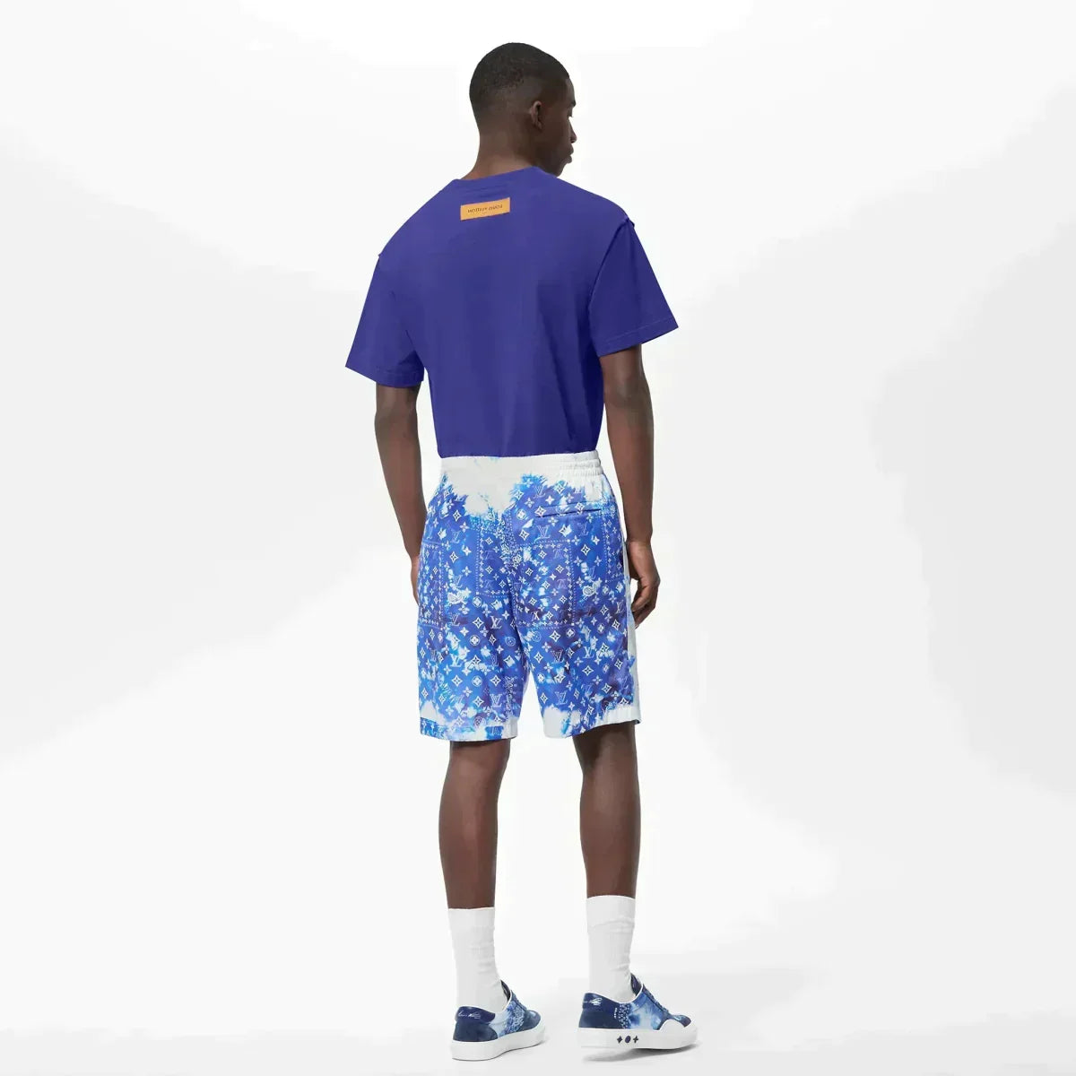 Bandana Board Swim Shorts – product details 100% Polyamide Indigo Regular Fit Model wears a M size Model – LUX VERSE Luxury Designer Fashion Outlet