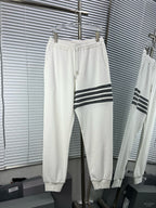 Grey Cotton Four-Bar Joggers - Men's