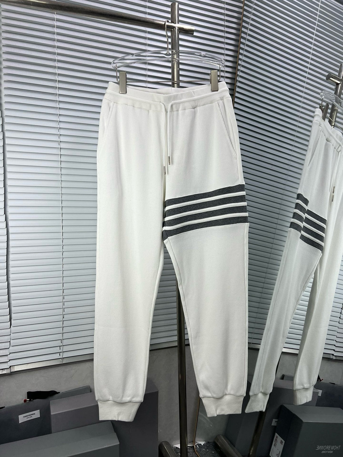 Grey Cotton Four-Bar Joggers - Men's