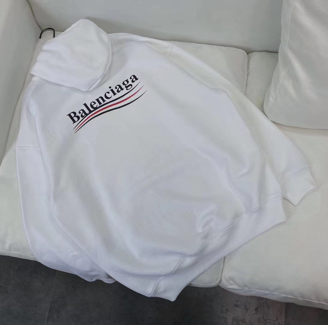 White Cotton Chest Logo Pullover - Men's