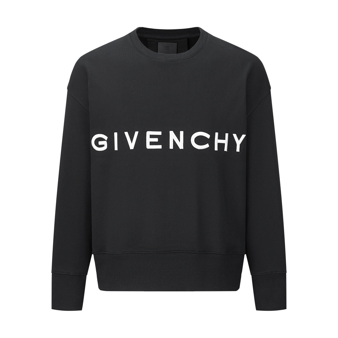 Black Cotton Bold Text Crewneck - Men's