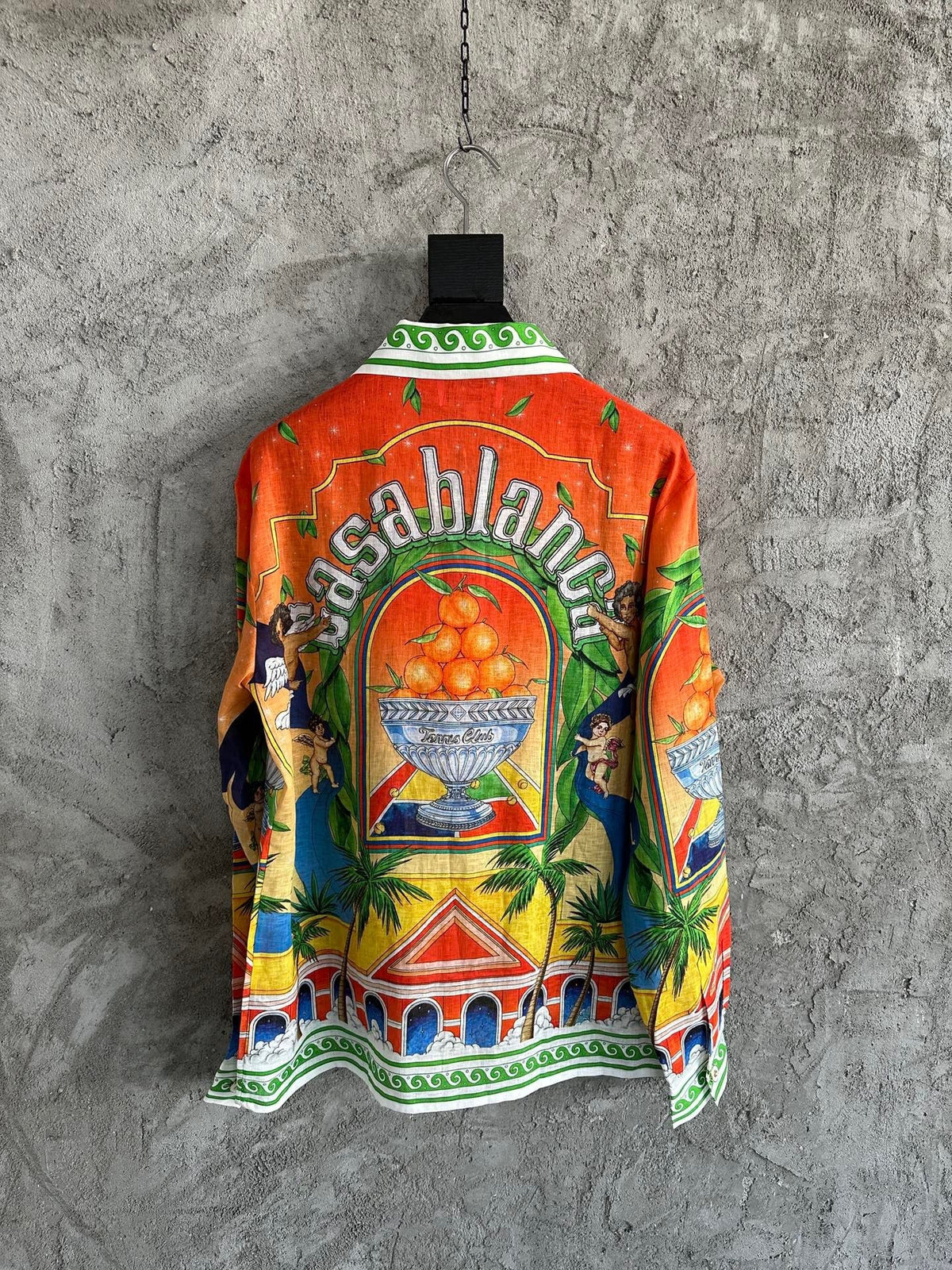 Orange Tropical Print Silk Shirt - Men's