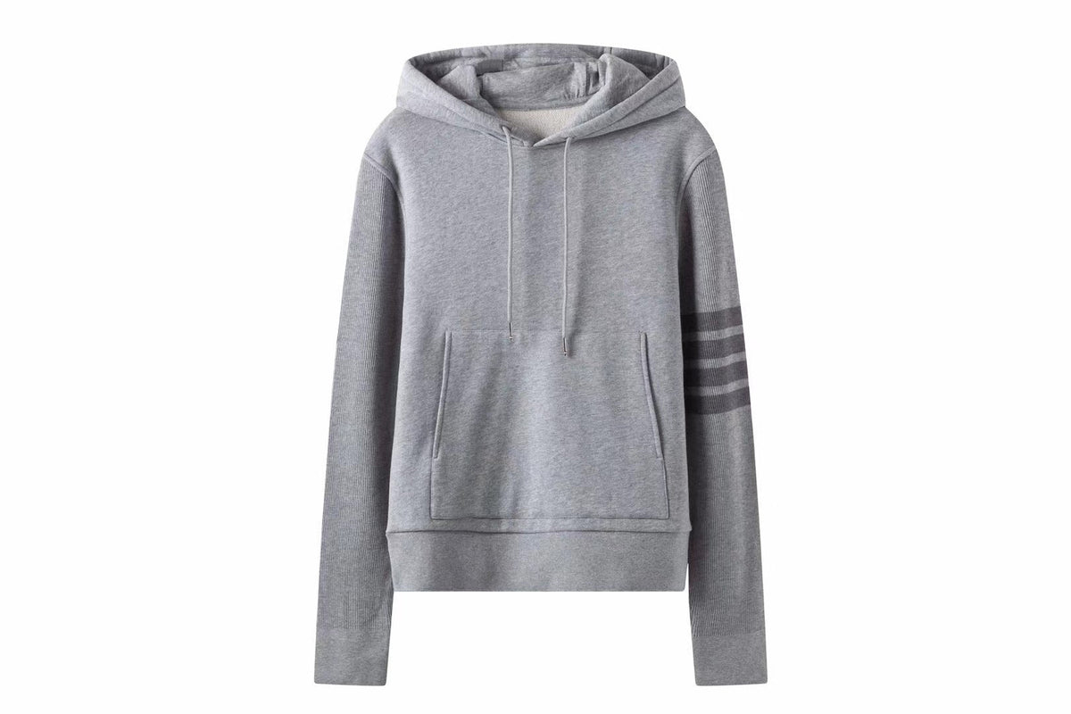 Grey Cotton Bar Stripe Pullover - Men's