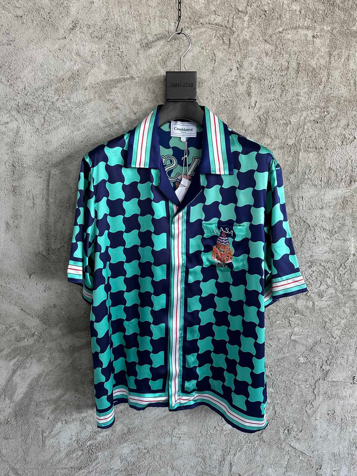 Checkerboard Print Silk Shirt - Men's