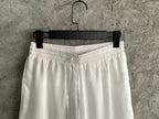 White Cotton Striped Hem Drawstring - Men's
