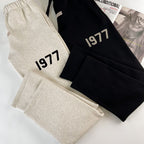 Black Cotton Numeral Print Joggers - Men's