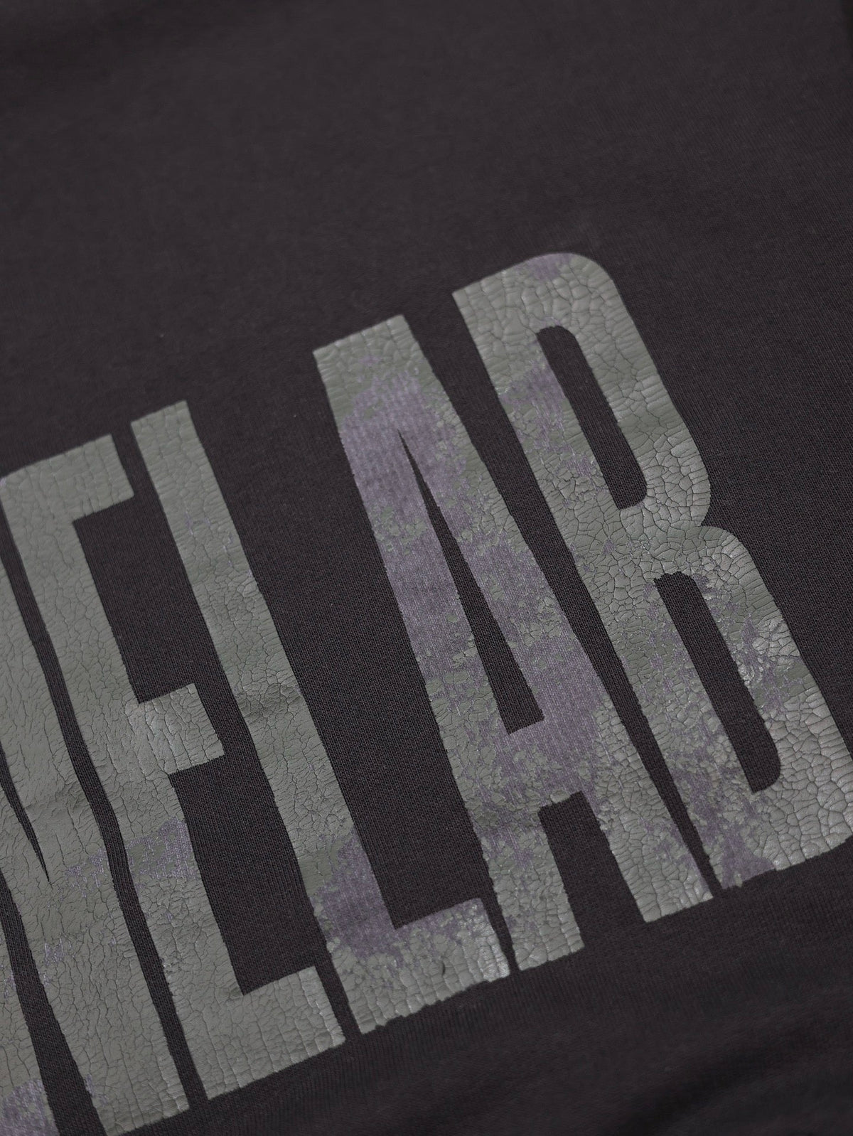 Black Cotton Tonal Text Pullover - Men's