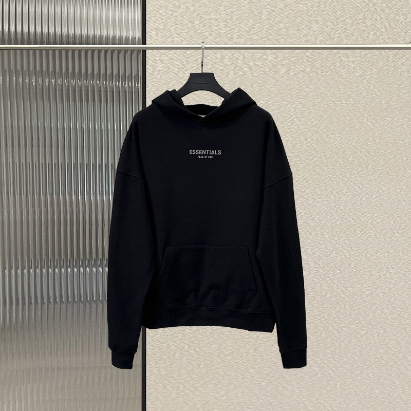 Black Cotton Logo Pullover - Men's