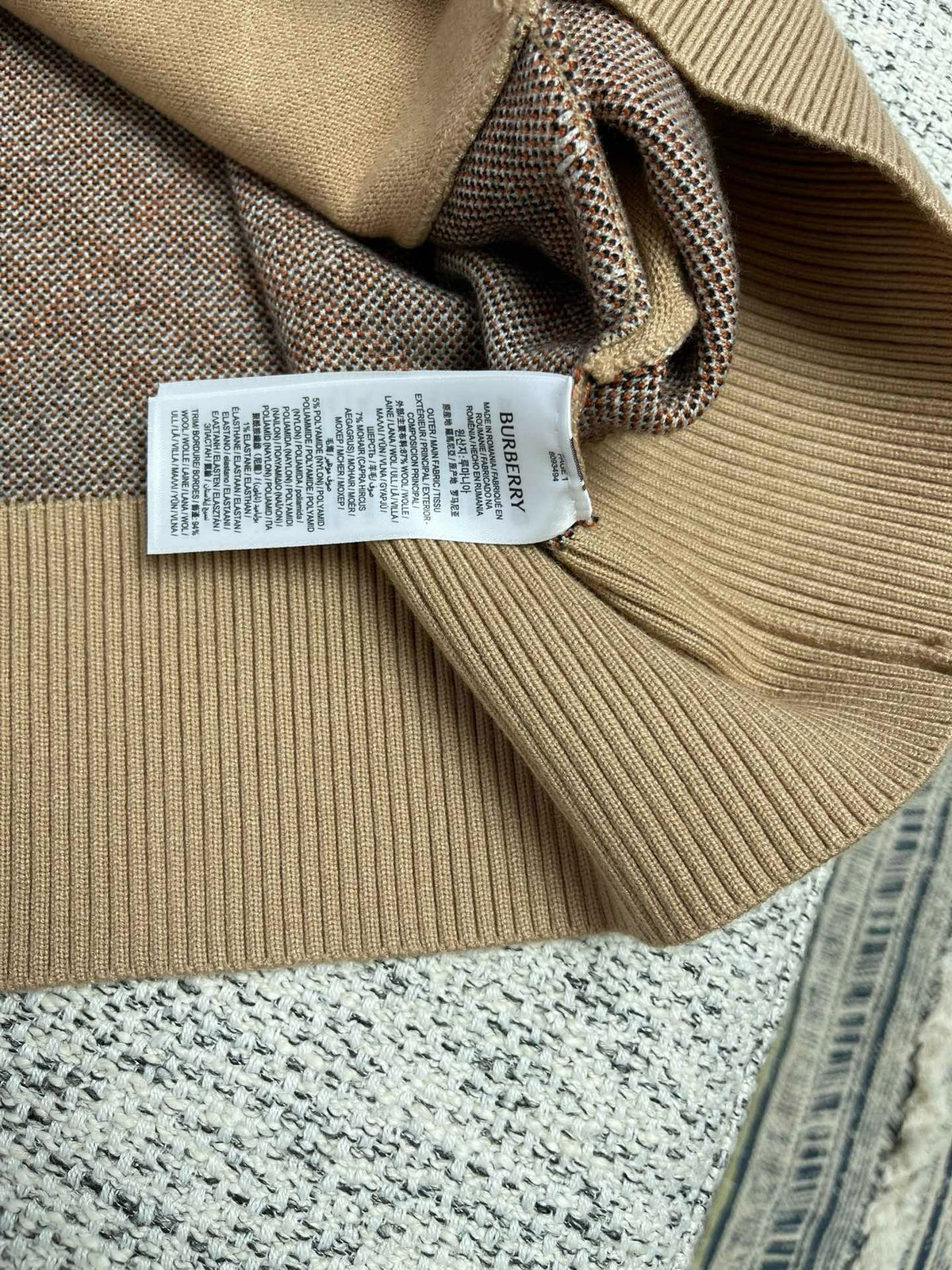 Check Knit Cardigan Camel - Men's