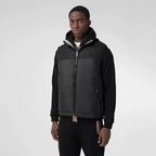 Beige Nylon Check Gilet - Men's