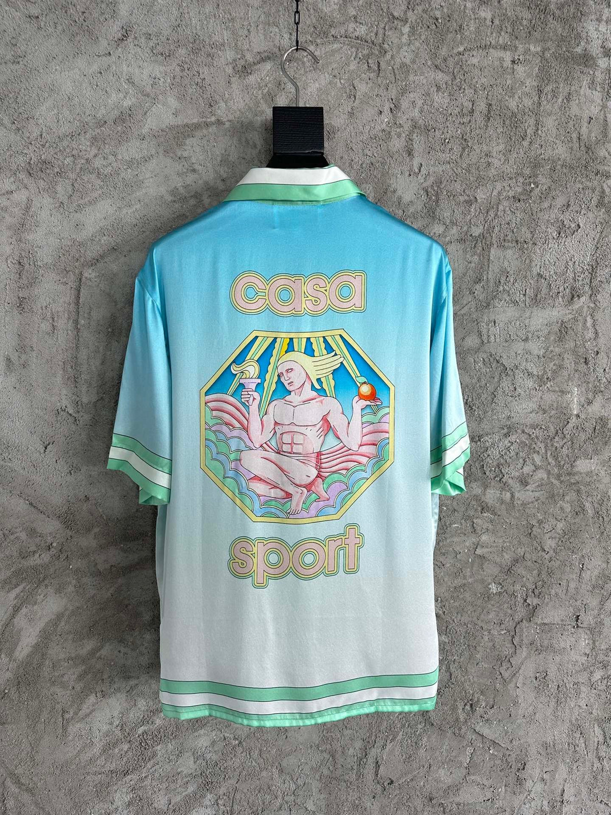 Green Silk Gradient Print Short-Sleeve - Men's