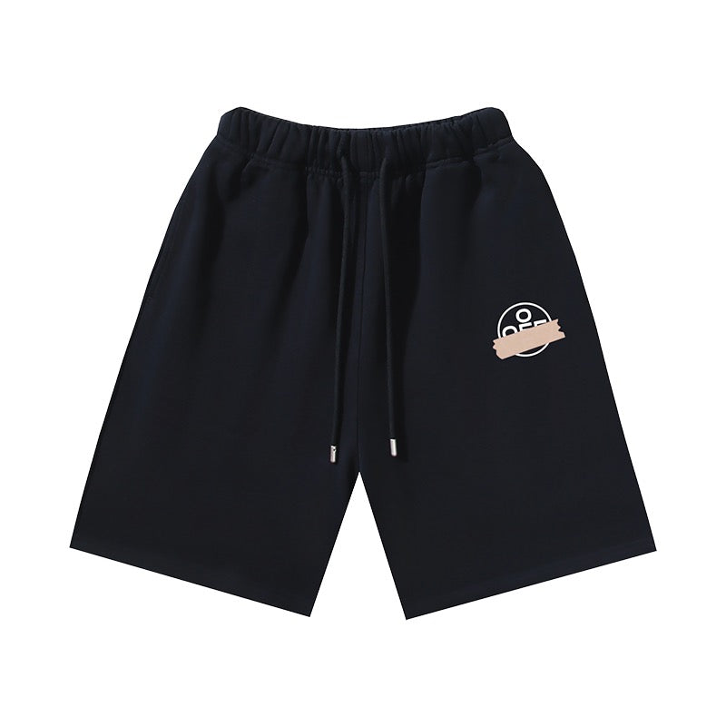 Black Cotton Cartoon Motif Drawstring - Men's