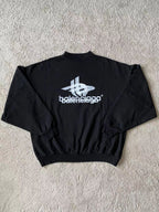 Black Cotton Logo Crewneck - Men's