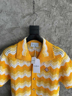 Yellow Knit Chevron Short-Sleeve - Men's