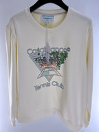 Navy Cotton Tennis Graphic Crewneck - Men's