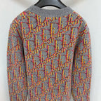 Orange Jacquard Pattern Crewneck - Men's