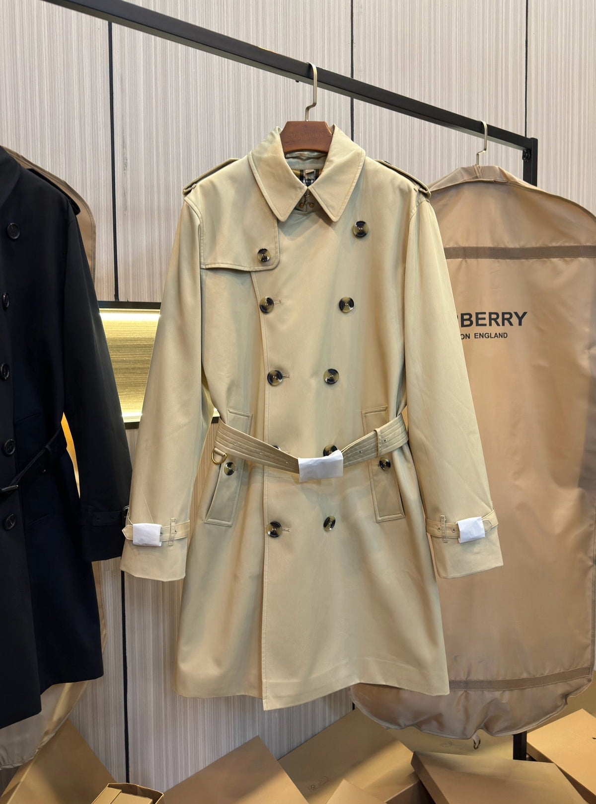Navy Trench Coat - Men's